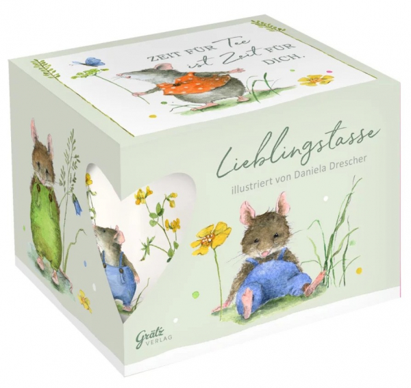 Porzellantasse Mäuseparty aus dem Grätz Verlag in Geschenkbox